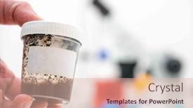  Presentation with microbiological - PPT theme enhanced with scientist-ecologist-holds-a-container background and a lemonade colored foreground