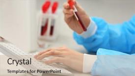  Presentation with sample - Colorful presentation theme enhanced with scientist entering data of blood backdrop and a soft green colored foreground