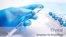  Presentation with vaccination - Beautiful PPT layouts featuring scientist-hand-in-blue-gloves backdrop and a sky blue colored foreground