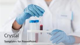  Presentation with making medicine - PPT layouts enhanced with scientist holding tube with blood background and a lemonade colored foreground