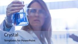  Presentation with chemical - PPT theme enhanced with scientist holding up beaker background and a light blue colored foreground