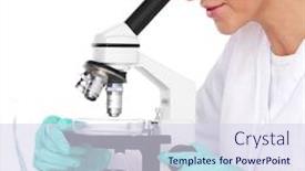  Presentation with chemical - Theme featuring scientist in chemical lab background and a sky blue colored foreground