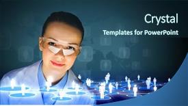  Presentation with young woman diagnosis of sti - PPT theme enhanced with scientist in goggles against media background and a  colored foreground