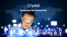  Presentation with non violent communication - Beautiful PPT theme featuring scientist in goggles against media backdrop and a navy blue colored foreground