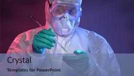  Presentation with hazmat - Cool new PPT theme with scientist in hazmat suit backdrop and a seafoam green colored foreground