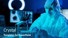  Presentation with lab test - Slides having scientist-in-protection-suit background and a ocean colored foreground