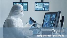  Presentation with lab test - Slides with scientist-in-protection-suit background and a teal colored foreground