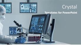  Presentation with hazard - Presentation theme enhanced with scientist-in-protection-suit background and a seafoam green colored foreground