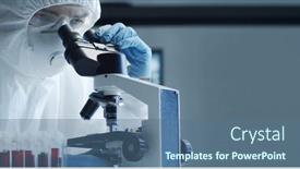  Presentation with hazard - Presentation design having scientist-in-protection-suit background and a ocean colored foreground