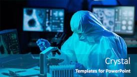  Presentation with laboratory equipment - Slides enhanced with scientist-in-protection-suits background and a teal colored foreground