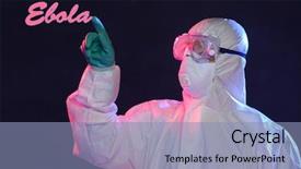  Presentation with hazmat - Beautiful presentation theme featuring scientist in protective hazmat suit backdrop and a light blue colored foreground