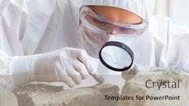  Presentation with lab - Presentation theme consisting of scientist looking and stone samples in lab background and a light gray colored foreground