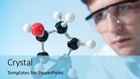  Presentation with molecular - Slide set enhanced with scientist looking at a molecular background and a light blue colored foreground