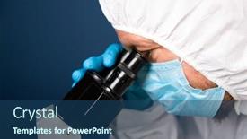  Presentation with vaccine development - PPT layouts having scientist-looking-through-a-microscope background and a ocean colored foreground