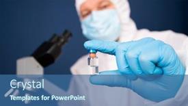 Presentation with vaccine development - Colorful presentation design enhanced with scientist-looking-through-a-microscope backdrop and a ocean colored foreground
