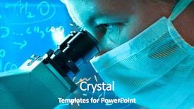  Presentation with microscope - Theme having scientist looking through a microscope background and a teal colored foreground