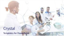  Presentation with academic - Presentation theme with scientist makes a report background and a sky blue colored foreground