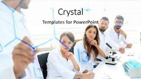  Presentation with scientist - Colorful presentation design enhanced with scientist makes a report backdrop and a white colored foreground