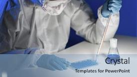  Presentation with lab test - Colorful PPT theme enhanced with scientist making test in lab backdrop and a  colored foreground