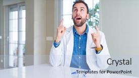  Presentation with personal protective equipment safety glasses - Beautiful PPT layouts featuring scientist man wearing white robe backdrop and a  colored foreground