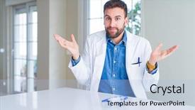  Presentation with personal protective equipment safety glasses - Amazing presentation theme having scientist man wearing white robe backdrop and a light blue colored foreground