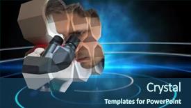  Presentation with abstract circles - PPT layouts having scientist on abstract screen against black background with glowing circles background and a ocean colored foreground