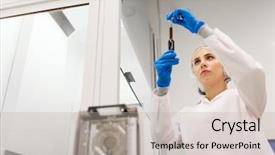  Presentation with acid - Beautiful PPT layouts featuring scientist or chemist with sulphur backdrop and a mint green colored foreground