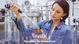  Presentation with pipette - Slides enhanced with scientist preparing an experiment with a pipette and beaker in the factory background and a ocean colored foreground