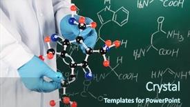  Presentation with molecular - Amazing theme having scientist showing molecular model backdrop and a tawny brown colored foreground