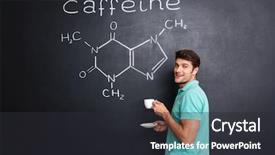  Presentation with scientist - Slide deck consisting of scientist standing over chemical structure background and a dark gray colored foreground