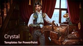  Presentation with inventor - Amazing theme having scientist-steampunk-man-inventor-works backdrop and a wine colored foreground