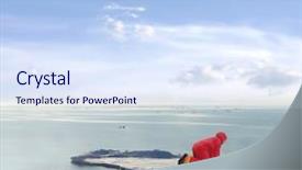  Presentation with global warming - Beautiful presentation theme featuring scientist stranded on an ice backdrop and a sky blue colored foreground