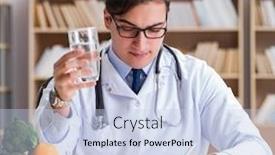  Presentation with nutrition - Audience pleasing presentation design consisting of scientist studying nutrition in various food backdrop and a light blue colored foreground