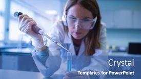  Presentation with chemical - Cool new PPT theme with scientist-syringing-chemical-into-test backdrop and a  colored foreground