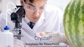  Presentation with testing - Slides enhanced with scientist-testing-watermelon-in-lab background and a light blue colored foreground