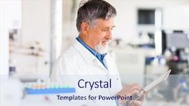  Presentation with how word until page color - PPT theme consisting of scientist using his tablet computer background and a sky blue colored foreground