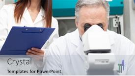  Presentation with medical concept - Beautiful presentation theme featuring scientist-using-microscope backdrop and a lemonade colored foreground