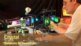  Presentation with laser beams - PPT layouts with scientist with glass demonstrate laser background and a tawny brown colored foreground
