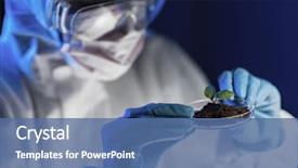  Presentation with soil - Amazing PPT theme having scientist with plant and soil backdrop and a  colored foreground