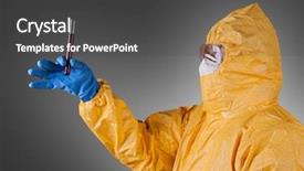  Presentation with hazmat - Amazing presentation theme having scientist with protective yellow hazmat backdrop and a dark gray colored foreground