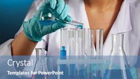  Presentation with test tubes - Theme having scientist-with-test-tubes background and a teal colored foreground