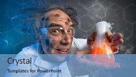  Presentation with chemicals - PPT layouts consisting of scientist with the dirty face background and a light blue colored foreground
