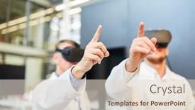  Presentation with learning - Audience pleasing PPT theme consisting of scientist-with-vr-glasses-learning backdrop and a lemonade colored foreground