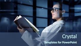  Presentation with scientist - Audience pleasing slide deck consisting of scientist woman reading log mixed backdrop and a  colored foreground