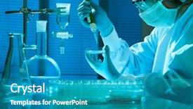  Presentation with laboratory bacteri - Theme featuring scientist working at the laboratory background and a teal colored foreground