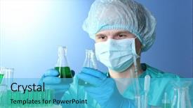  Presentation with chemistry - PPT layouts with scientist working in chemistry laboratory background and a light blue colored foreground