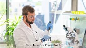  Presentation with biochemistry research laboratory - Cool new PPT theme with scientist-working-in-lab-doctor backdrop and a lemonade colored foreground