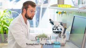  Presentation with biochemistry research laboratory - Theme with scientist-working-in-lab-doctor background and a light gray colored foreground