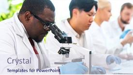  Presentation with doctors day - Audience pleasing slide deck consisting of scientist-working-in-lab-doctors backdrop and a sky blue colored foreground