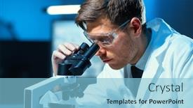  Presentation with lab test - PPT theme enhanced with scientist-working-in-modern-lab background and a light blue colored foreground